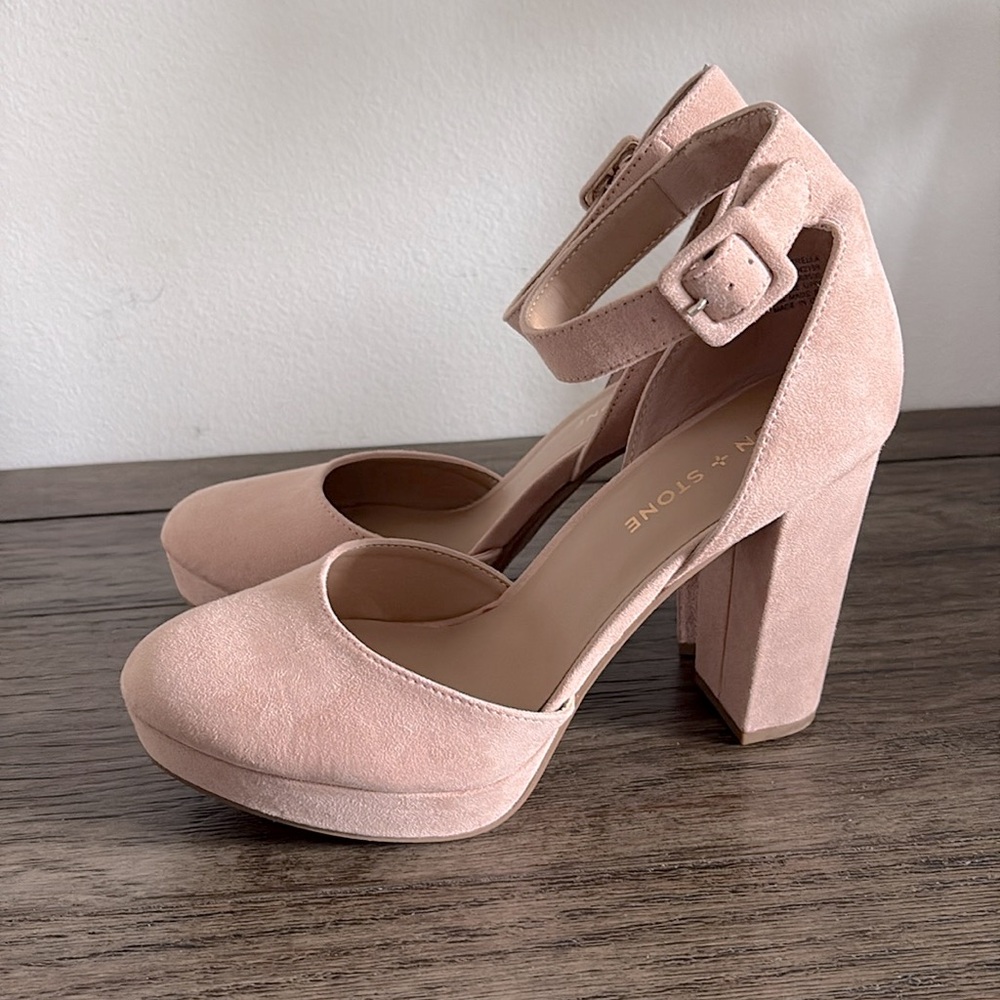 NWT [Sun + Stone] Estrella Block-Heel Closed Toe Pump Heels Rose Womens 8.5, 9.5 - Picture 4 of 16